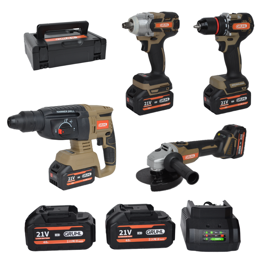 GRUHL 21V Brushless 4-in-1 Gereedschapset | G-PROSET